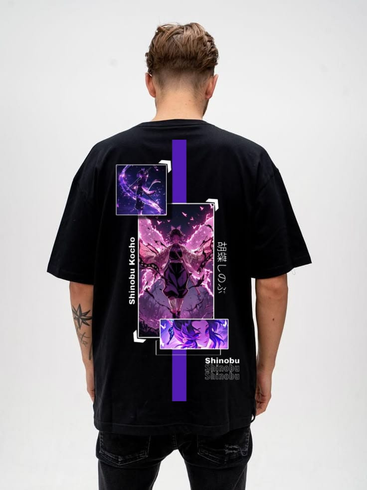 Shinobu Kocho Oversized T-Shirt ā Demon Slayer Anime Streetwear | Kimetsu No Yaiba Insect Hashira Tee for Men & Women