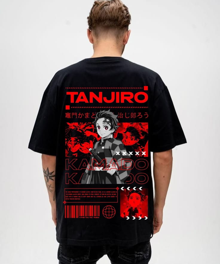 Tanjiro Kamado Oversized T-Shirt | Red Tech Edition | Demon Slayer Streetwear
