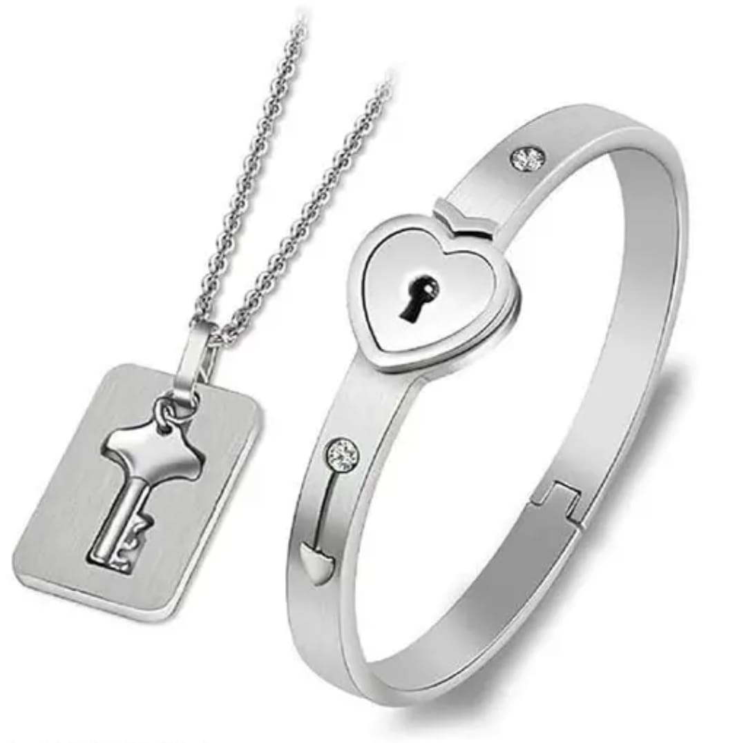 Lock Bracelet And Key With Chain