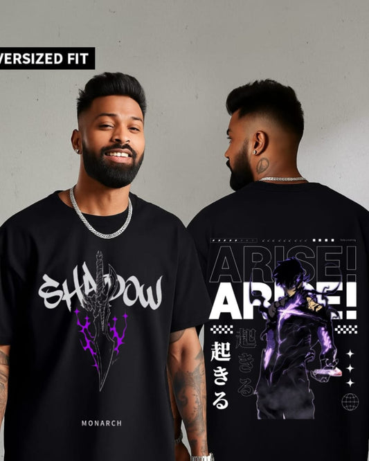 “Arise! Shadow Monarch” Oversized Anime T-Shirt – Solo Leveling Inspired Streetwear