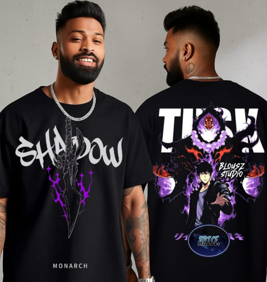 “Shadow Monarch Awakening” Oversized Anime T-Shirt – Solo Leveling Inspired Streetwear