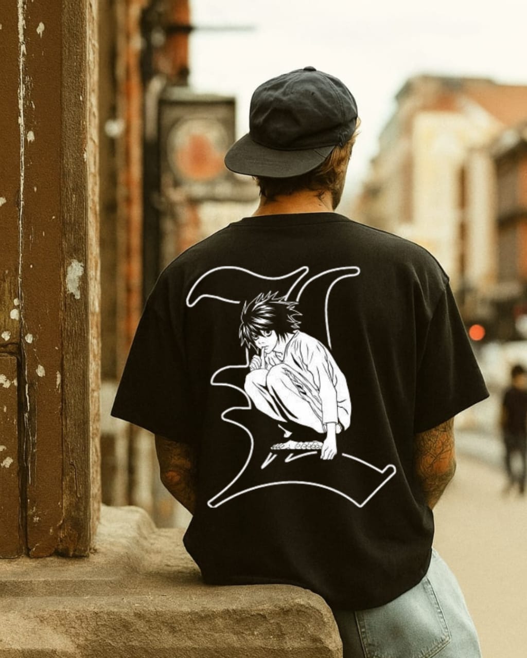 Death Note Oversized T-Shirt | L Edition | Anime Streetwear Graphic Tee for Men