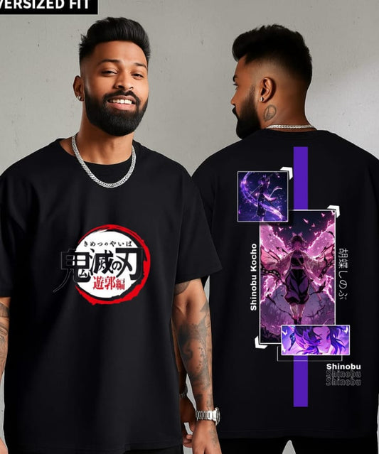 Shinobu Kocho Oversized T-Shirt – Demon Slayer Anime Streetwear | Kimetsu No Yaiba Insect Hashira Tee for Men & Women