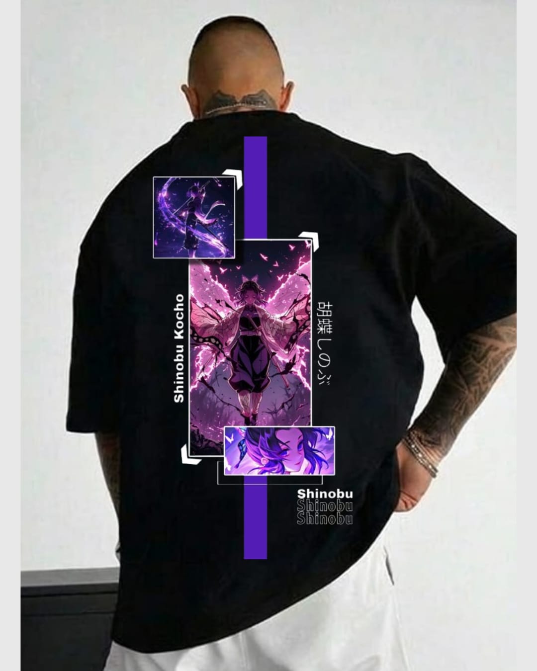 Shinobu Kocho Oversized T-Shirt – Demon Slayer Anime Streetwear | Kimetsu No Yaiba Insect Hashira Tee for Men & Women