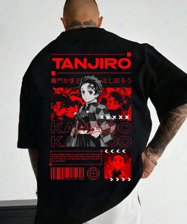 Tanjiro Kamado Oversized T-Shirt | Red Tech Edition | Demon Slayer Streetwear
