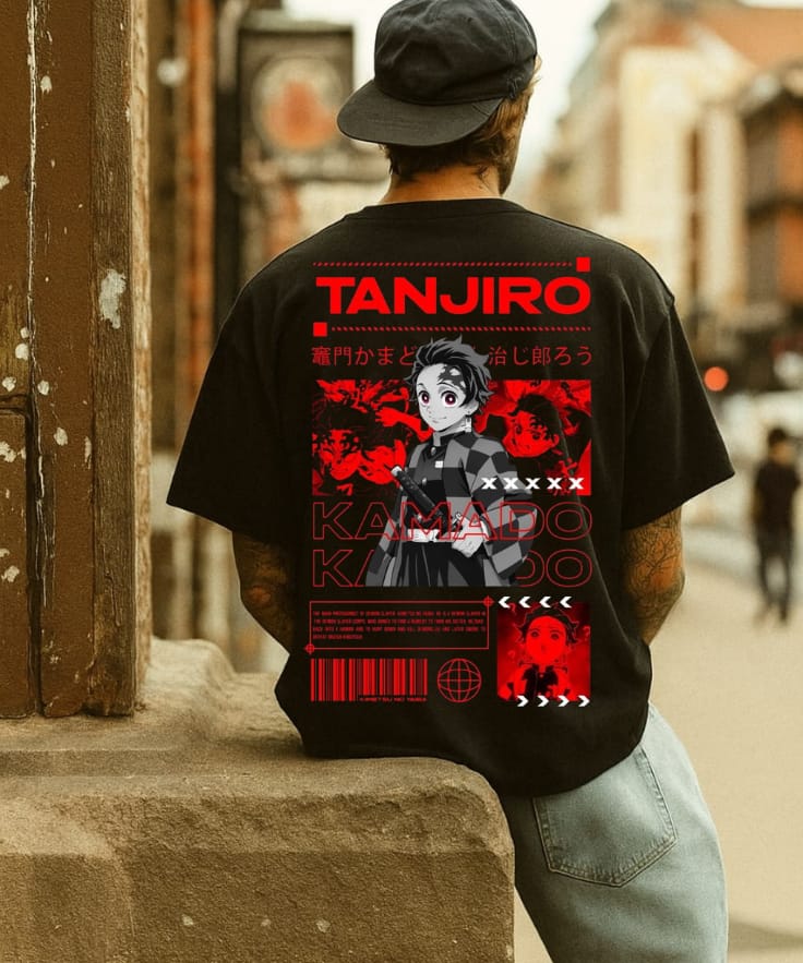Tanjiro Kamado Oversized T-Shirt | Red Tech Edition | Demon Slayer Streetwear