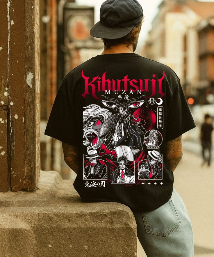 Muzan Villain Streetwear Oversized Anime Graphic Tee – Black |