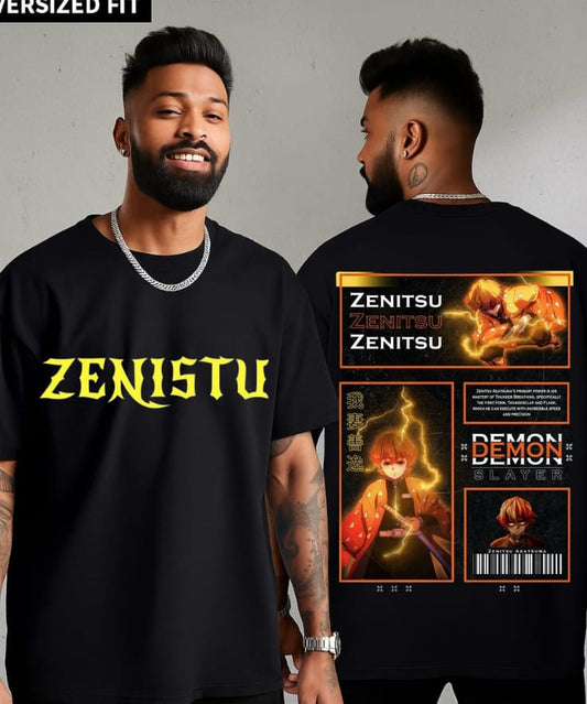 Zenitsu Agatsuma Oversized T-Shirt – Demon Slayer Anime Streetwear | Kimetsu No Yaiba Thunder Breathing Graphic Tee