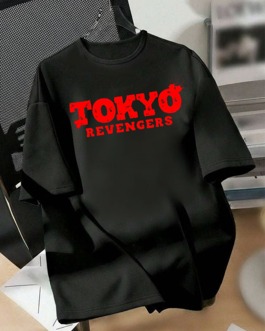 Tokyo Revengers Anime Printed Oversized T-Shirt for Men | Draken & Ken Ryuguji Design | Black Cotton Tee