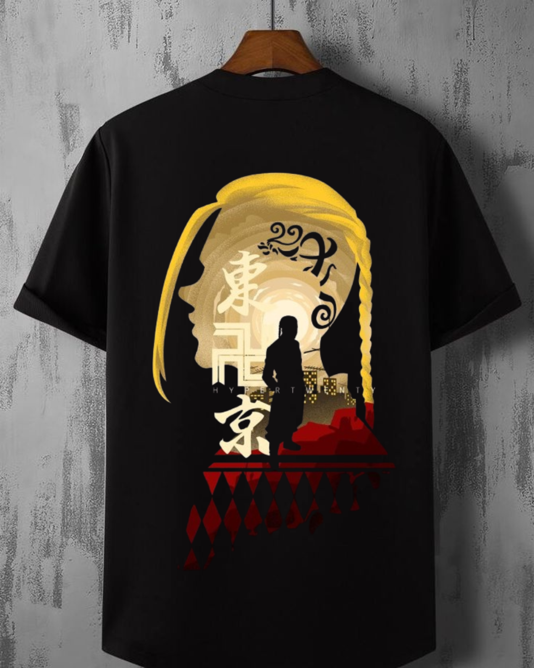 Tokyo Revengers Anime Oversized T-Shirt for Men | Draken Golden Art Print | Black Cotton Tee