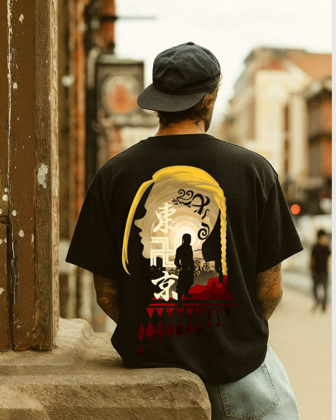 Tokyo Revengers Anime Oversized T-Shirt for Men | Draken Golden Art Print | Black Cotton Tee