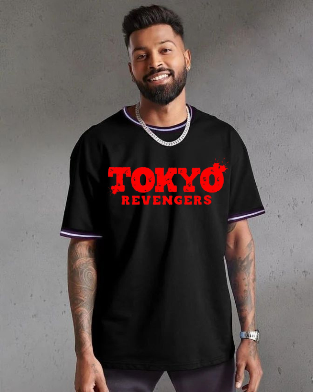 Tokyo Revengers Anime Oversized T-Shirt for Men | Draken Golden Art Print | Black Cotton Tee