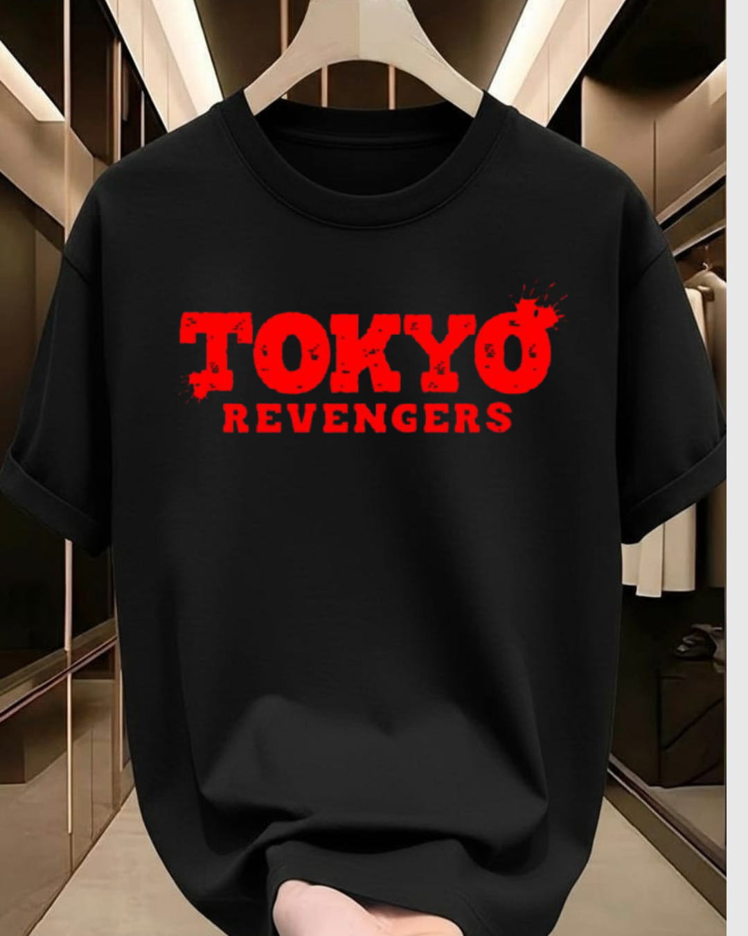 Tokyo Revengers Anime Oversized T-Shirt for Men | Draken Golden Art Print | Black Cotton Tee